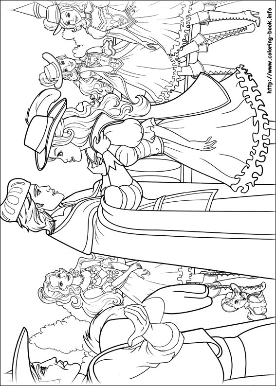 Barbie and the three Musketeers coloring picture