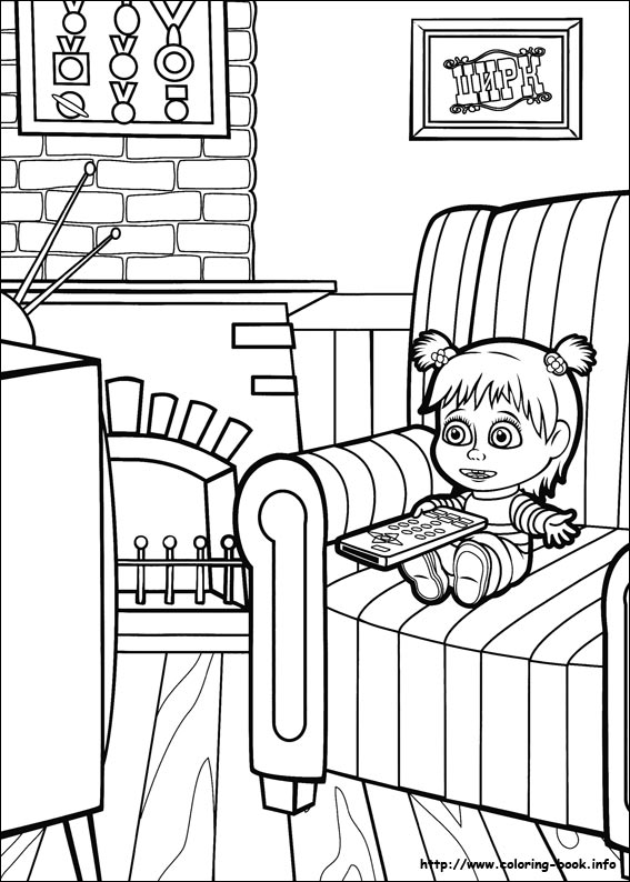 Masha and the Bear coloring picture