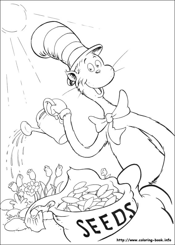 The cat in the hat coloring picture