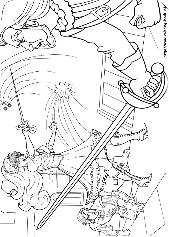 Barbie and the three Musketeers coloring picture