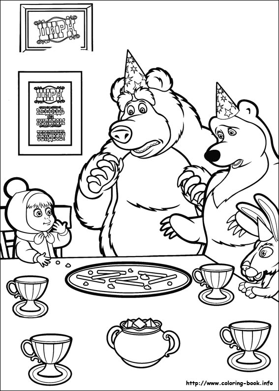 Masha and the Bear coloring picture