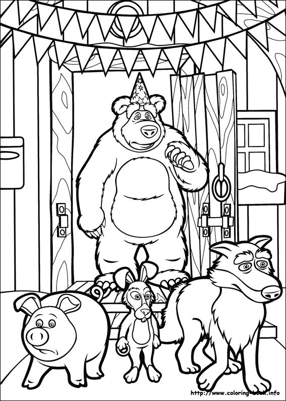 Masha and the Bear coloring picture