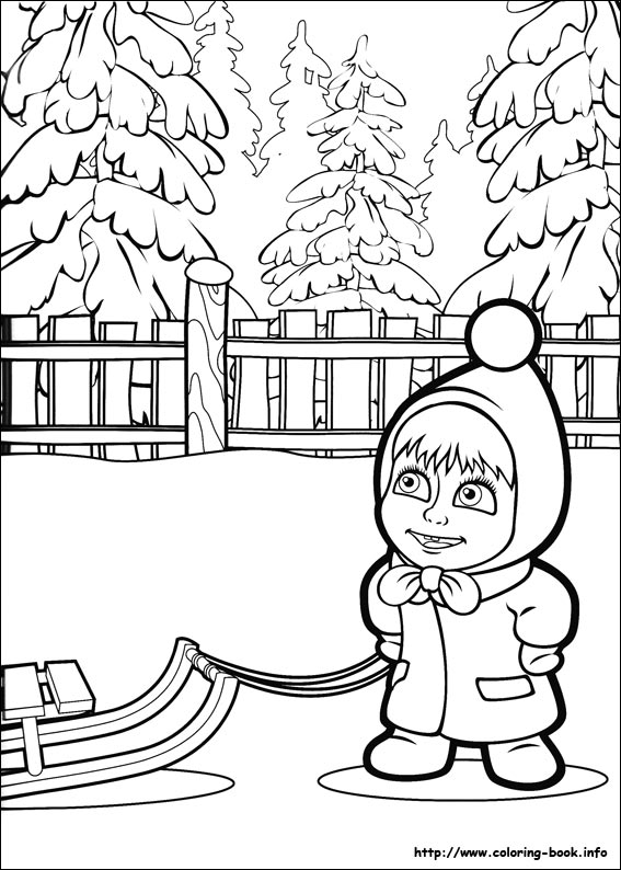 Masha and the Bear coloring picture