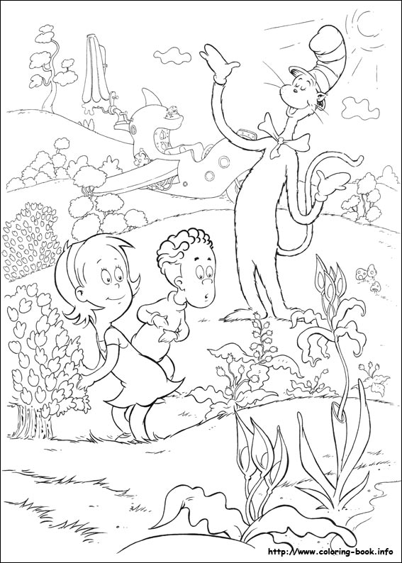 The cat in the hat coloring picture