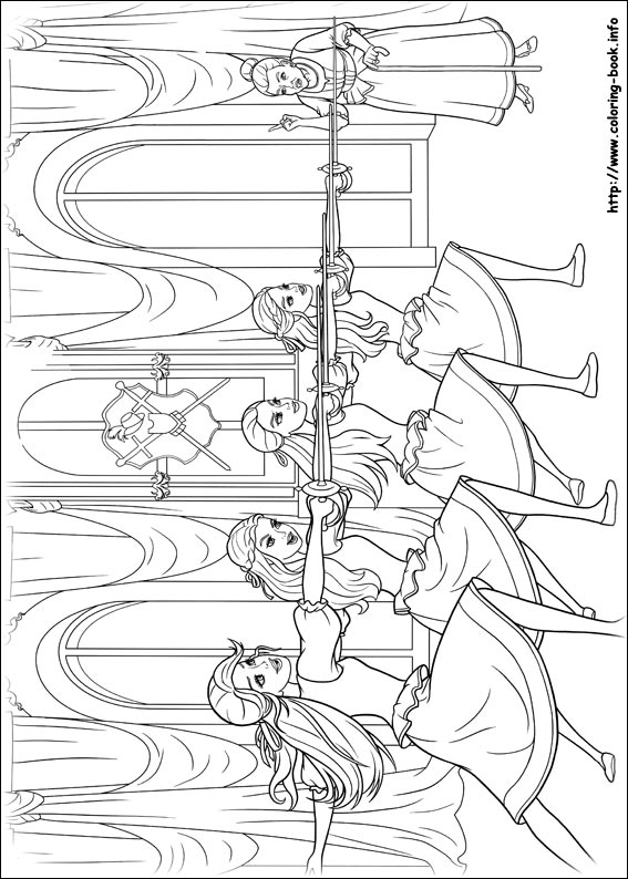 Barbie and the three Musketeers coloring picture