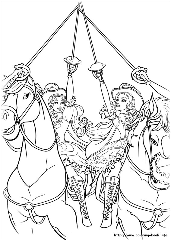 Barbie and the three Musketeers coloring picture